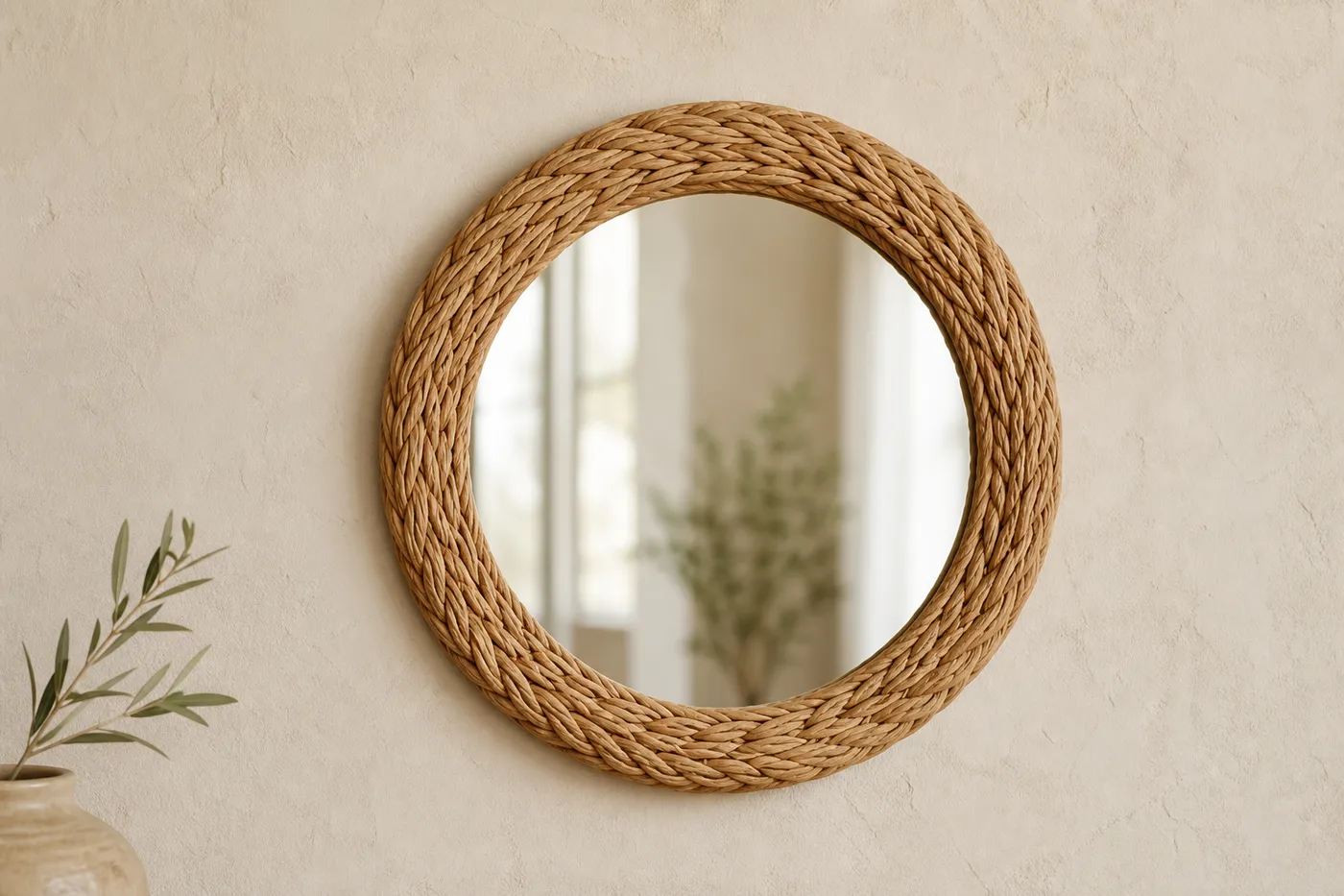 Édition Miroir Rond Encadré Rotin — N°23